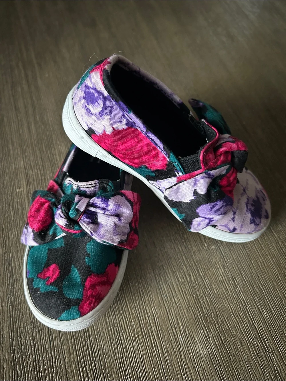 Girl JJ Black Floral Kimberly Goldson Floral Bow Sneaker by Janie & Jack.